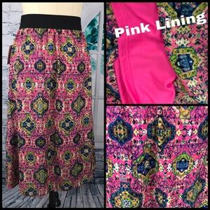 LuLaRoe Lola Pink, Blue, & Green Skirt